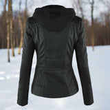 Chaqueta de cuero PU elegante, versátil y de alta calidad para mujer.