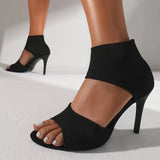 Sandalias de tacón alto para mujer - Punta abierta - Correa ajustable en el tobillo - Elegantes y modernas