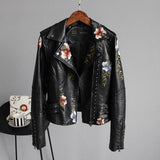 Chaqueta de cuero floral elegante, chic y duradera para mujer.