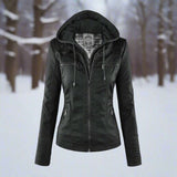 Chaqueta de cuero PU elegante, versátil y de alta calidad para mujer.