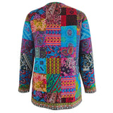 Cárdigan de mujer – Punto suave – Corte holgado – Abertura frontal – Patrón patchwork