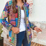 Cárdigan de mujer – Punto suave – Corte holgado – Abertura frontal – Patrón patchwork
