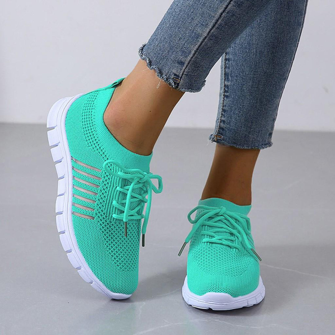 Zapatillas deportivas para mujer - Tejido de punto transpirable - Ligeras y cómodas - Suela acolchada