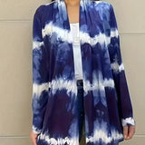 Elegante y chic cárdigan bohemio abierto con efecto tie-dye para mujer