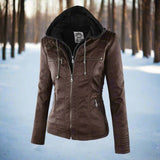 Chaqueta de cuero PU elegante, versátil y de alta calidad para mujer.