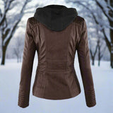 Chaqueta de cuero PU elegante, versátil y de alta calidad para mujer.