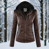 Chaqueta de cuero PU elegante, versátil y de alta calidad para mujer.