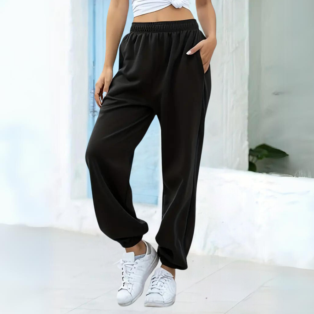 Pantalones de jogging para mujer – Corte holgado – Tejido de punto suave – Cintura elástica – Bajo cónico