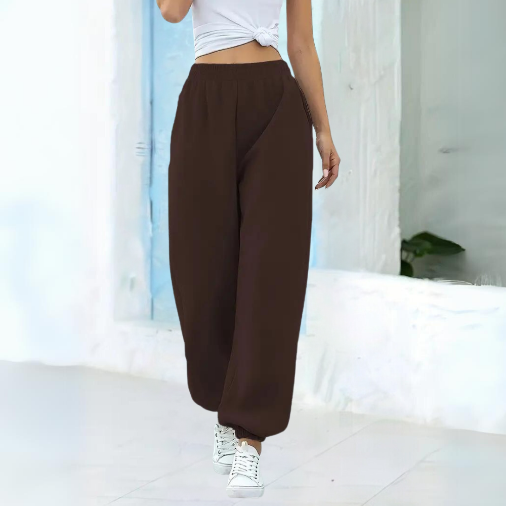 Pantalones de jogging para mujer – Corte holgado – Tejido de punto suave – Cintura elástica – Bajo cónico