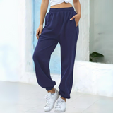 Pantalones de jogging para mujer – Corte holgado – Tejido de punto suave – Cintura elástica – Bajo cónico