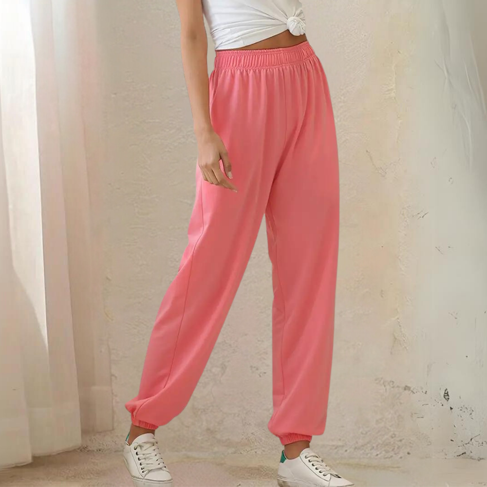 Pantalones de jogging para mujer – Corte holgado – Tejido de punto suave – Cintura elástica – Bajo cónico