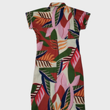 Vestido camisero para mujer - Estampado floral - Mangas cortas - Cinturón - Abotonado