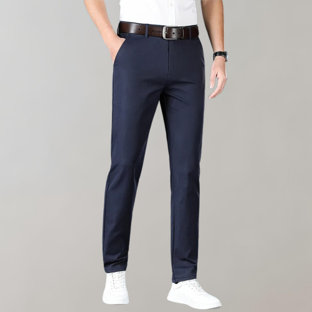 Pantalones chinos para hombre – Corte ajustado – Algodón suave – Tiro bajo – Estilo business casual