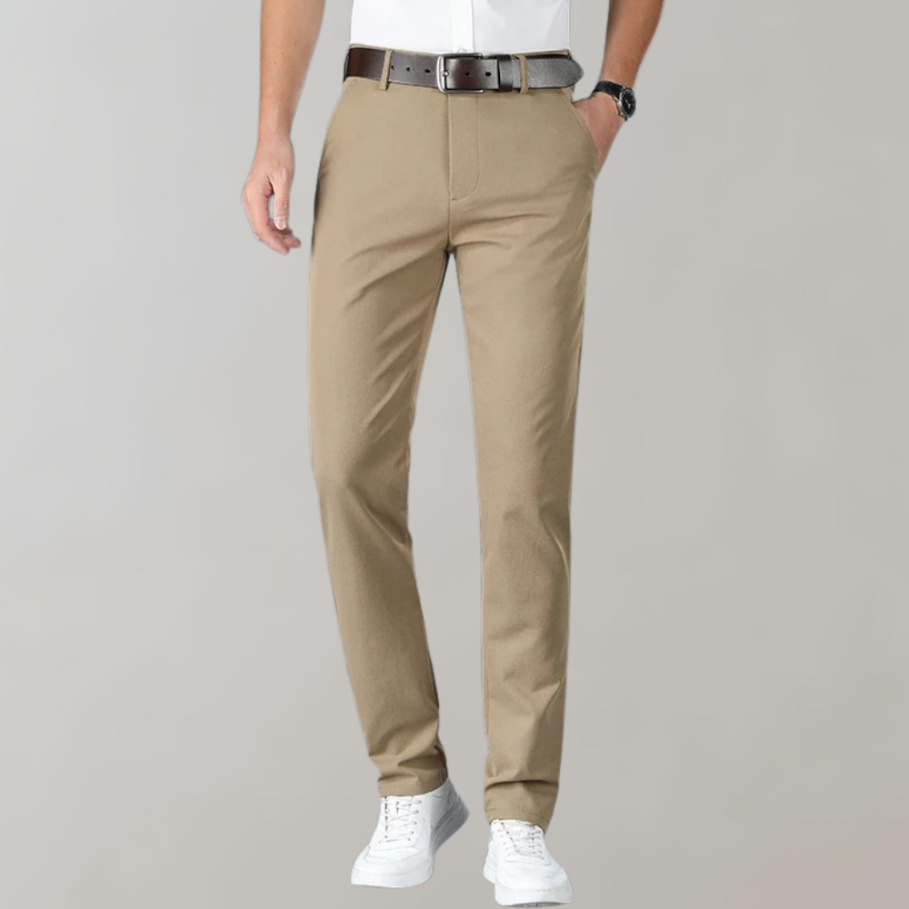 Pantalones chinos para hombre – Corte ajustado – Algodón suave – Tiro bajo – Estilo business casual