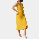 Vestido cruzado para mujer - Escote en V - Tirantes finos - Cinturón ajustable - Elegante y fluido