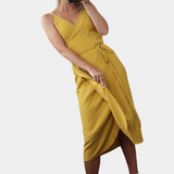 Vestido cruzado para mujer - Escote en V - Tirantes finos - Cinturón ajustable - Elegante y fluido