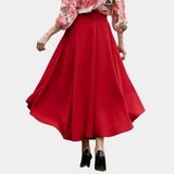 Falda larga de mujer - Cintura alta - Corte acampanado - Lazo decorativo
