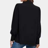 Blusa de mujer - Corte holgado - Mangas largas - Cuello clásico - Botones elegantes