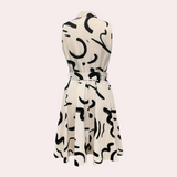 Vestido camisero para mujer - Sin mangas - Abotonado - Cinturón - Estampado abstracto