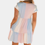 Vestido de mujer - Corte en A - Mangas cortas - Cuello en V - Tejido ligero y transpirable
