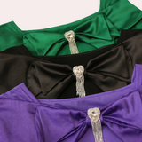 Blusa de mujer - Escote cuadrado - Lazo grande - Mangas cortas - Corte entallado elegante