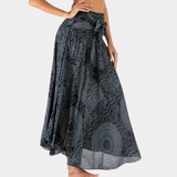 Falda larga para mujer - Cintura alta - Fluida y ligera - Elegante estampado bohemio