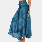 Falda larga para mujer - Cintura alta - Fluida y ligera - Elegante estampado bohemio