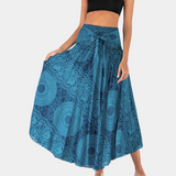 Falda larga para mujer - Cintura alta - Fluida y ligera - Elegante estampado bohemio