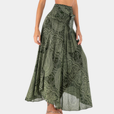 Falda larga para mujer - Cintura alta - Fluida y ligera - Elegante estampado bohemio