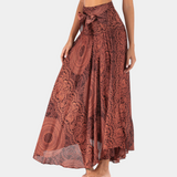 Falda larga para mujer - Cintura alta - Fluida y ligera - Elegante estampado bohemio