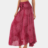 Falda larga para mujer - Cintura alta - Fluida y ligera - Elegante estampado bohemio