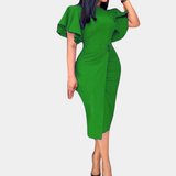 Vestido de mujer - Corte entallado - Mangas con volantes - Elegante diseño asimétrico