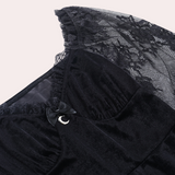 Vestido de mujer - Terciopelo elegante - Mangas largas de encaje - Corte romántico en A