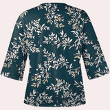 Blusa de mujer - Estampado floral - Elegante escote en V - Mangas 3/4 - Corte holgado y transpirable