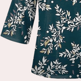 Blusa de mujer - Estampado floral - Elegante escote en V - Mangas 3/4 - Corte holgado y transpirable