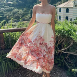 Vestido de mujer - Corte A fluido - Tirantes finos - Estampado floral - Escote festoneado