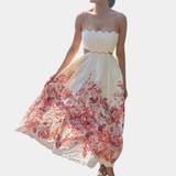Vestido de mujer - Corte A fluido - Tirantes finos - Estampado floral - Escote festoneado
