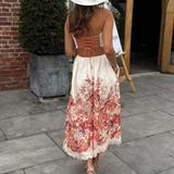 Vestido de mujer - Corte A fluido - Tirantes finos - Estampado floral - Escote festoneado