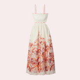 Vestido de mujer - Corte A fluido - Tirantes finos - Estampado floral - Escote festoneado