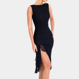 Vestido sin mangas para mujer - Corte entallado - Detalle fruncido - Elegante bajo asimétrico