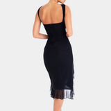 Vestido sin mangas para mujer - Corte entallado - Detalle fruncido - Elegante bajo asimétrico