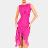 Vestido sin mangas para mujer - Corte entallado - Detalle fruncido - Elegante bajo asimétrico