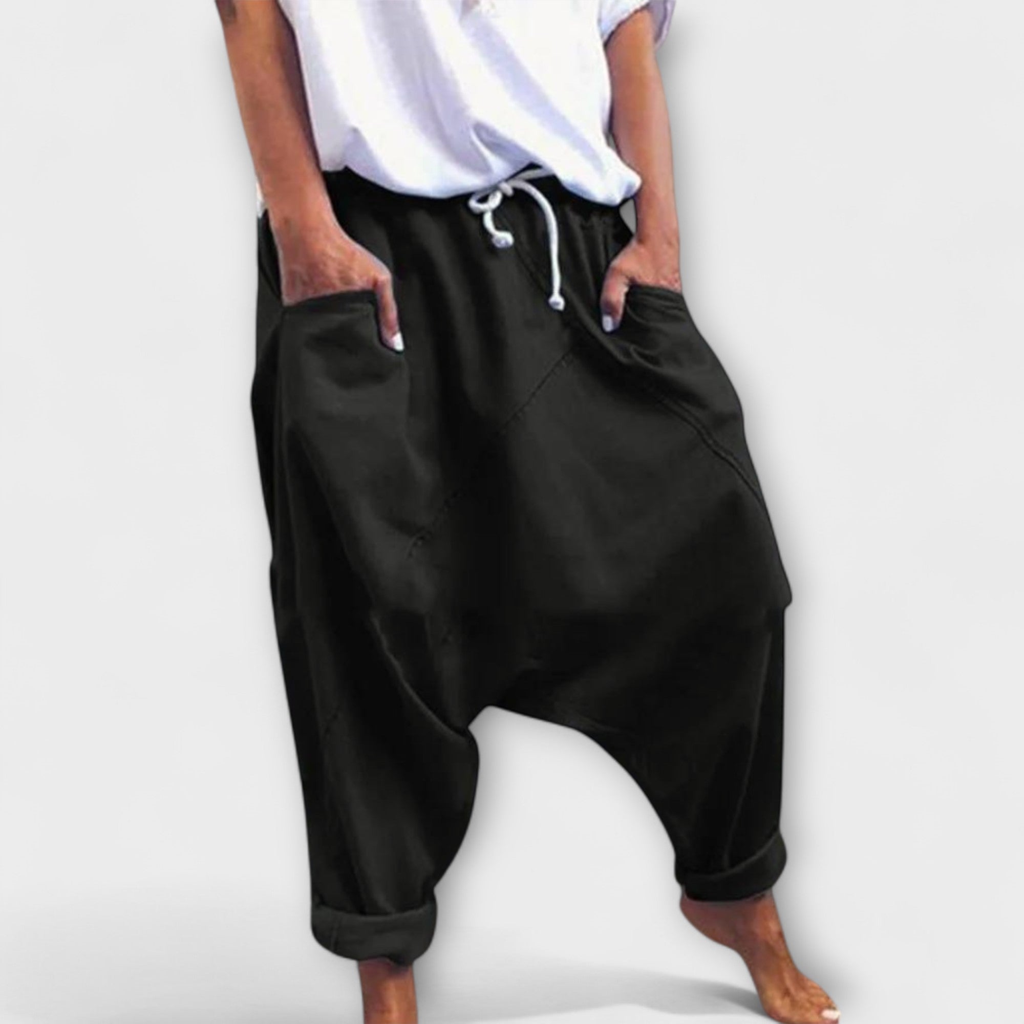 Hara - Pantalones harem sueltos con cordón