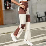 Jeans de mujer - Corte recto - Patchwork de moda - Cintura alta - Casual de moda