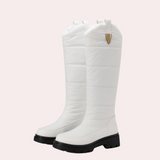 Botas hasta la rodilla para mujer – Corte ajustado – Acabado brillante – Detalles acolchados – Suela con tacos