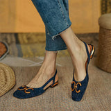 Sandalias de tira trasera para mujer - Elegantes - Tacón bajo - Punta cerrada - Detalle decorativo