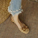 Sandalias de tira trasera para mujer - Elegantes - Tacón bajo - Punta cerrada - Detalle decorativo