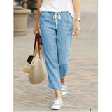 Pantalones de mujer - Cintura ajustable con cordón - Corte recto - Comodidad ligera y transpirable