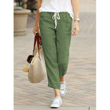 Pantalones de mujer - Cintura ajustable con cordón - Corte recto - Comodidad ligera y transpirable