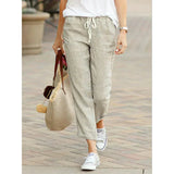 Pantalones de mujer - Cintura ajustable con cordón - Corte recto - Comodidad ligera y transpirable